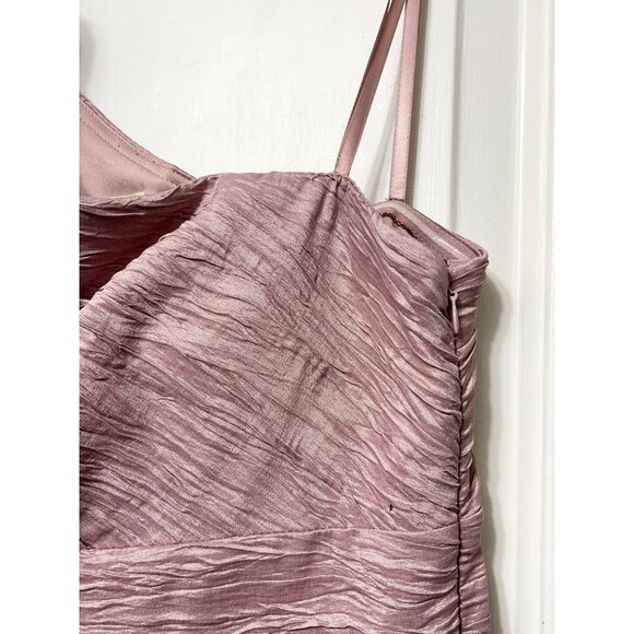 Eliza J One Shoulder Textured Dress With Floral Detail in Dusty Rose Size 8 - Picture 10 of 10